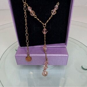 GIVENCHY Elegant Rose Gold and Pink Crystal Necklace EUC